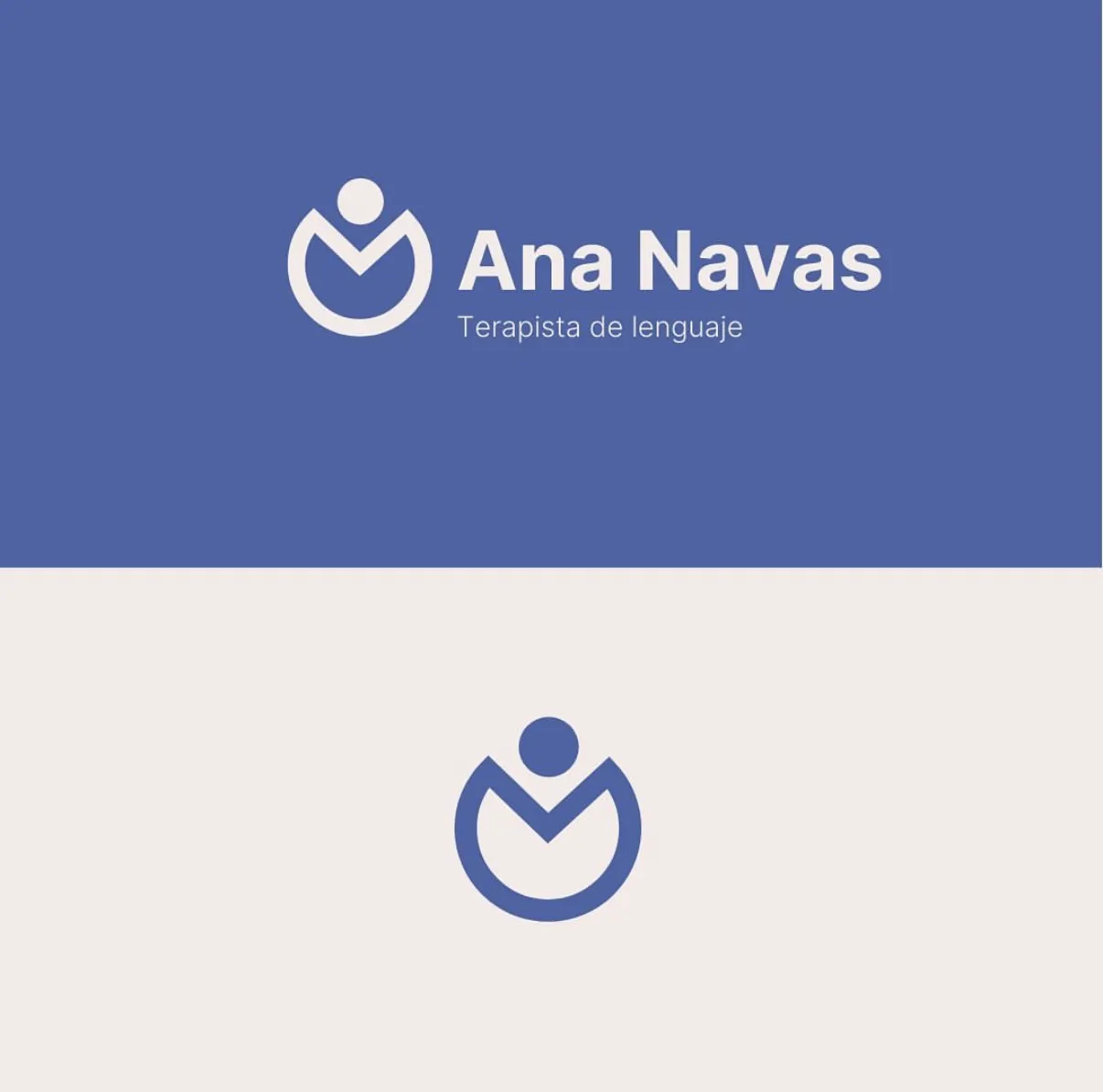 Manual de marca: logo sobre fondo azul y cream