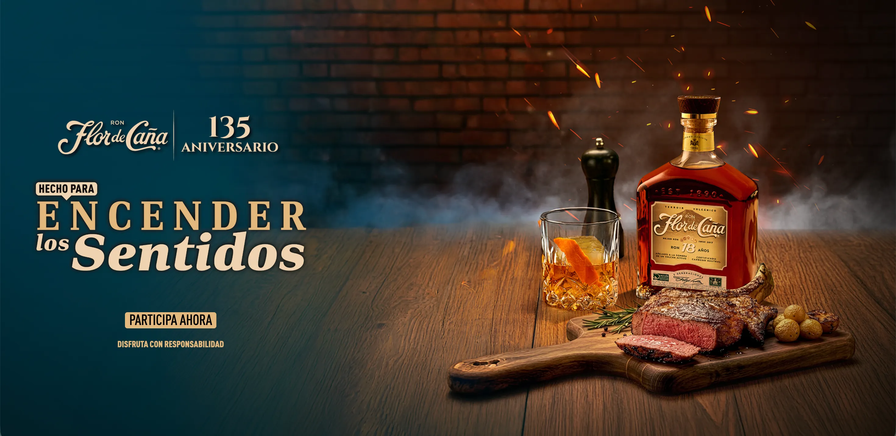 Hero de la landing page de Flor de Caña