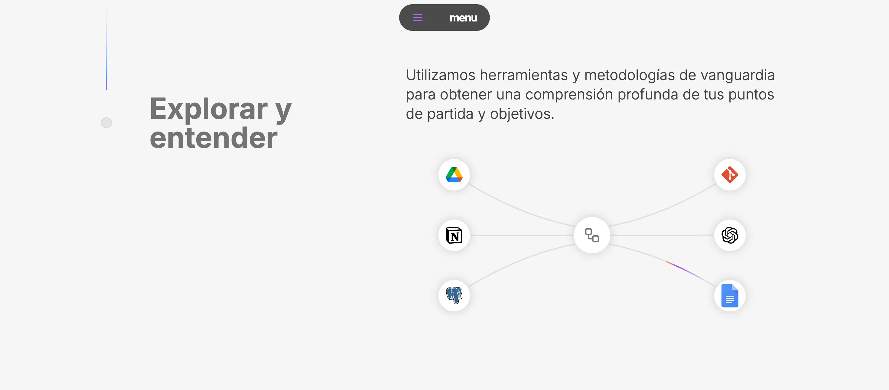 Sección Explorar y entender con diagrama de herramientas de Hunatec