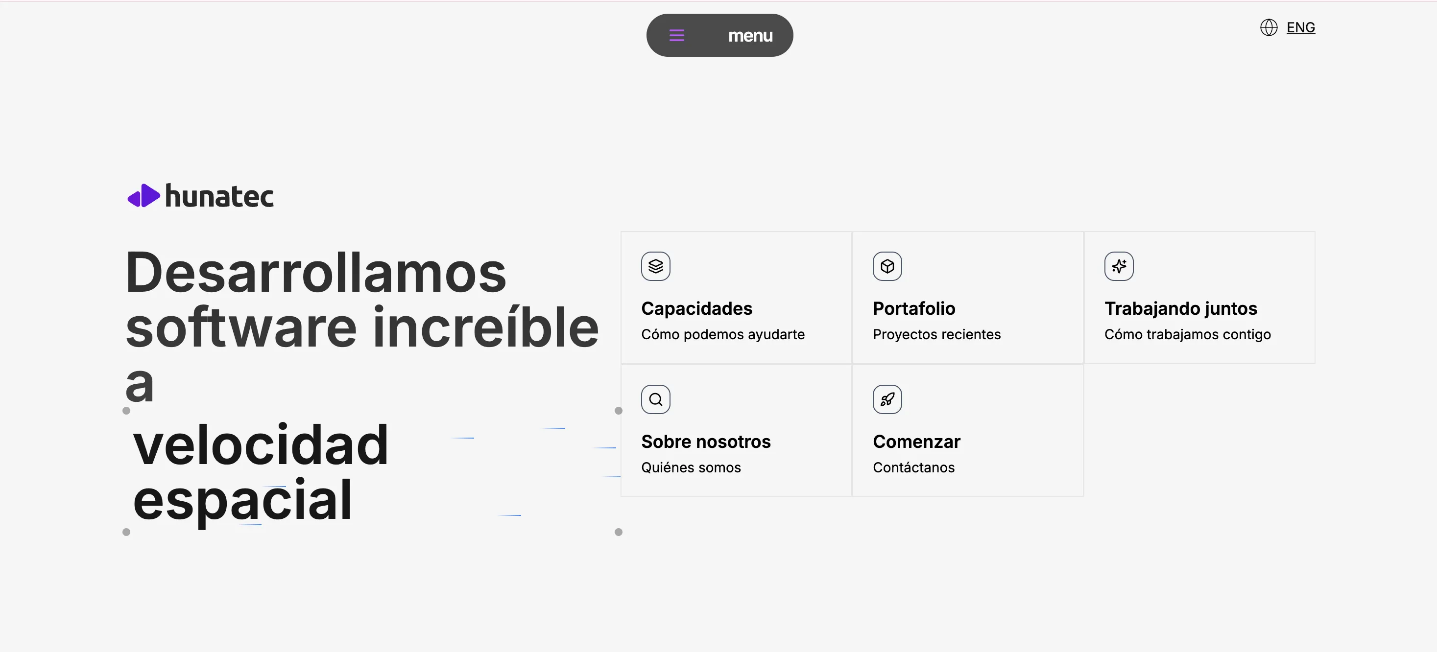 Diseño final de la homepage de Hunatec