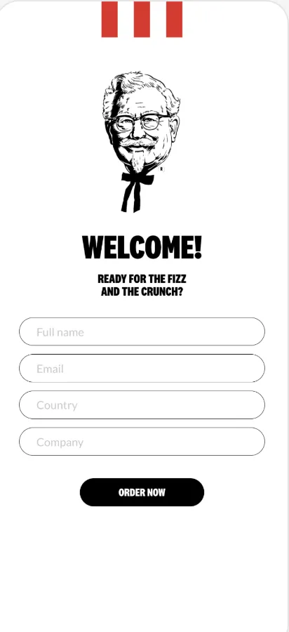 Pantalla de bienvenida del simulador KFC