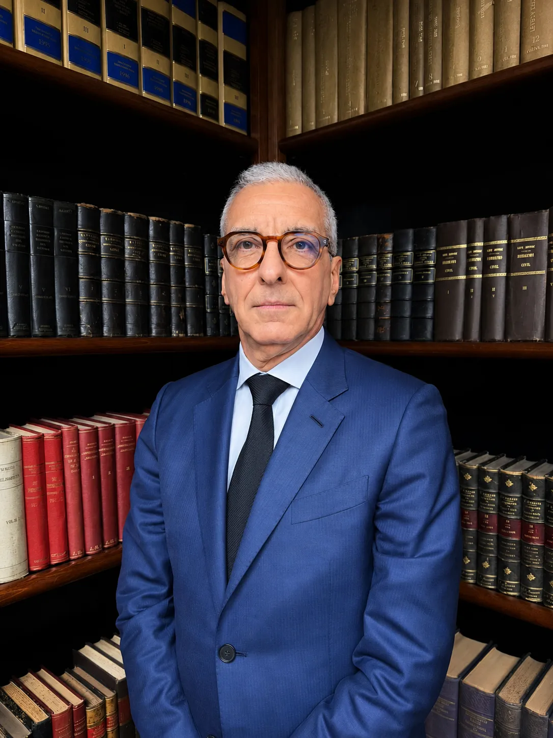 Retrato de abogado en biblioteca