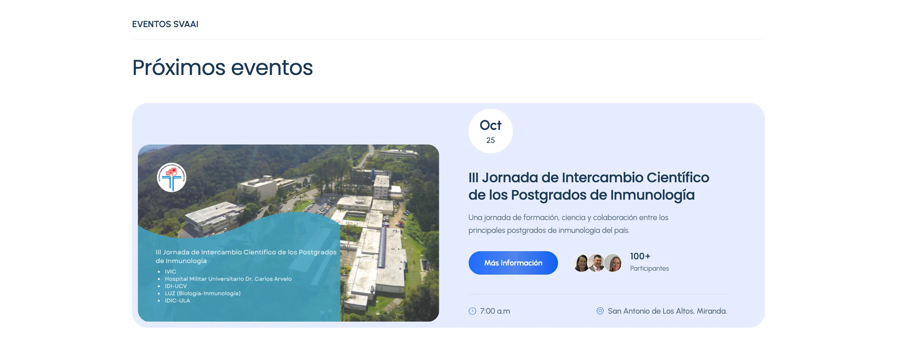 Página de eventos de SVAAI